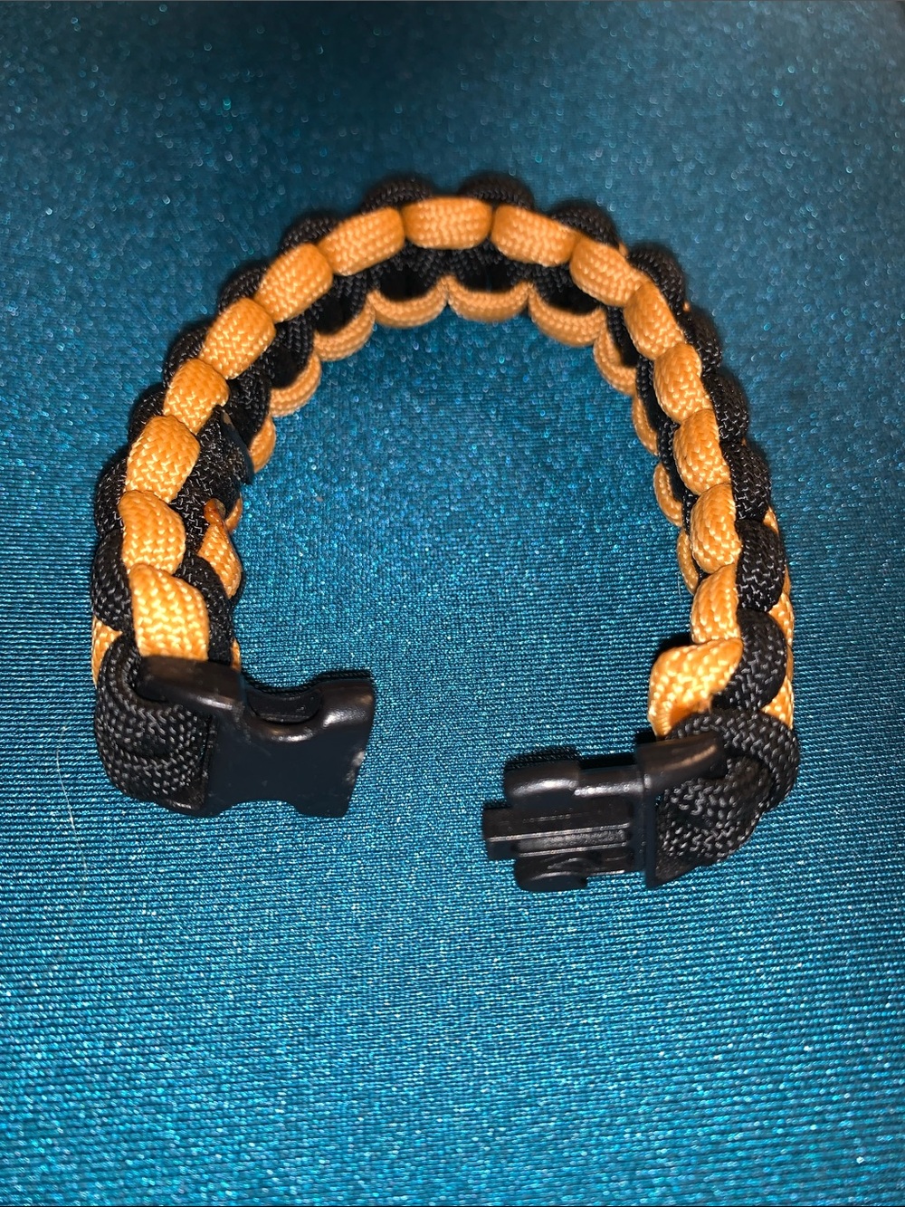 Handwoven Black & Goldish Orange Paracord Bracelet with Snap Closure